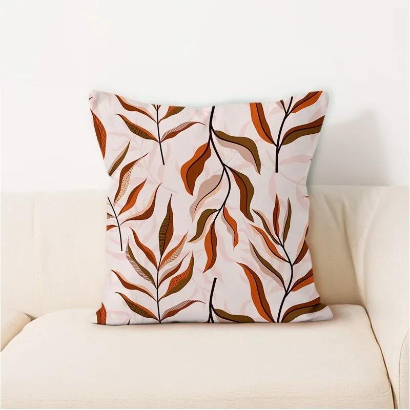 

Простая подушка Домашнее украшение Наволочка Минималистичный Абстрактный Лист Подушка Спинка для автомобиля Квадратная наволочка 45x45cm красный