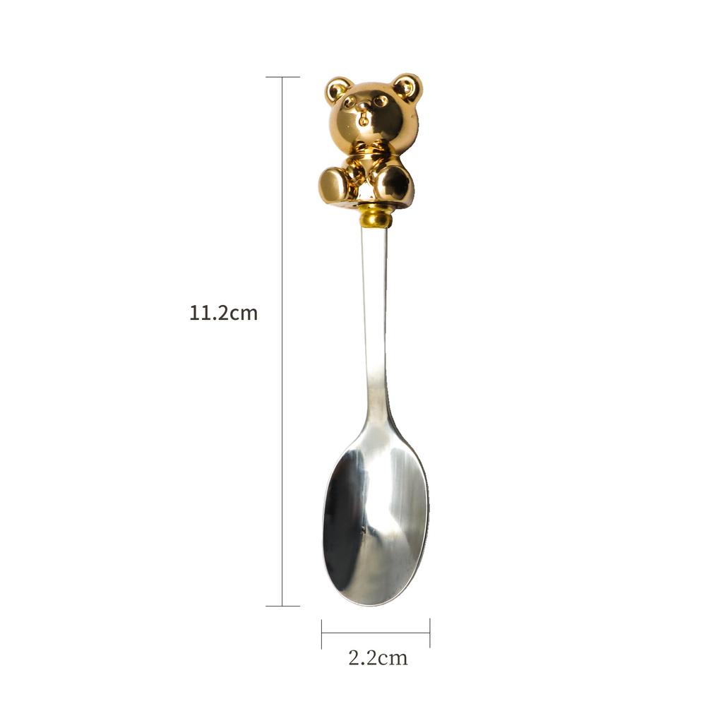 Creative Cute Cartoon Bear Coffee Spoon Dessert Fork Afternoon Tea Fruit 304 Stainless Steel Tableware Cutlery Kitchen Dining