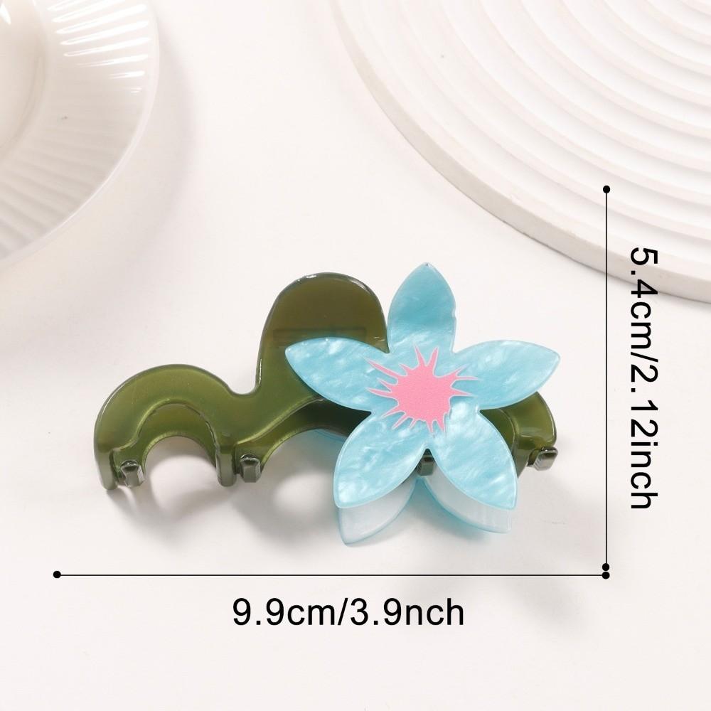 Colorful Hair Clips Acrylic Hair Claw Fashion Flower Hair Claw  Women синий
