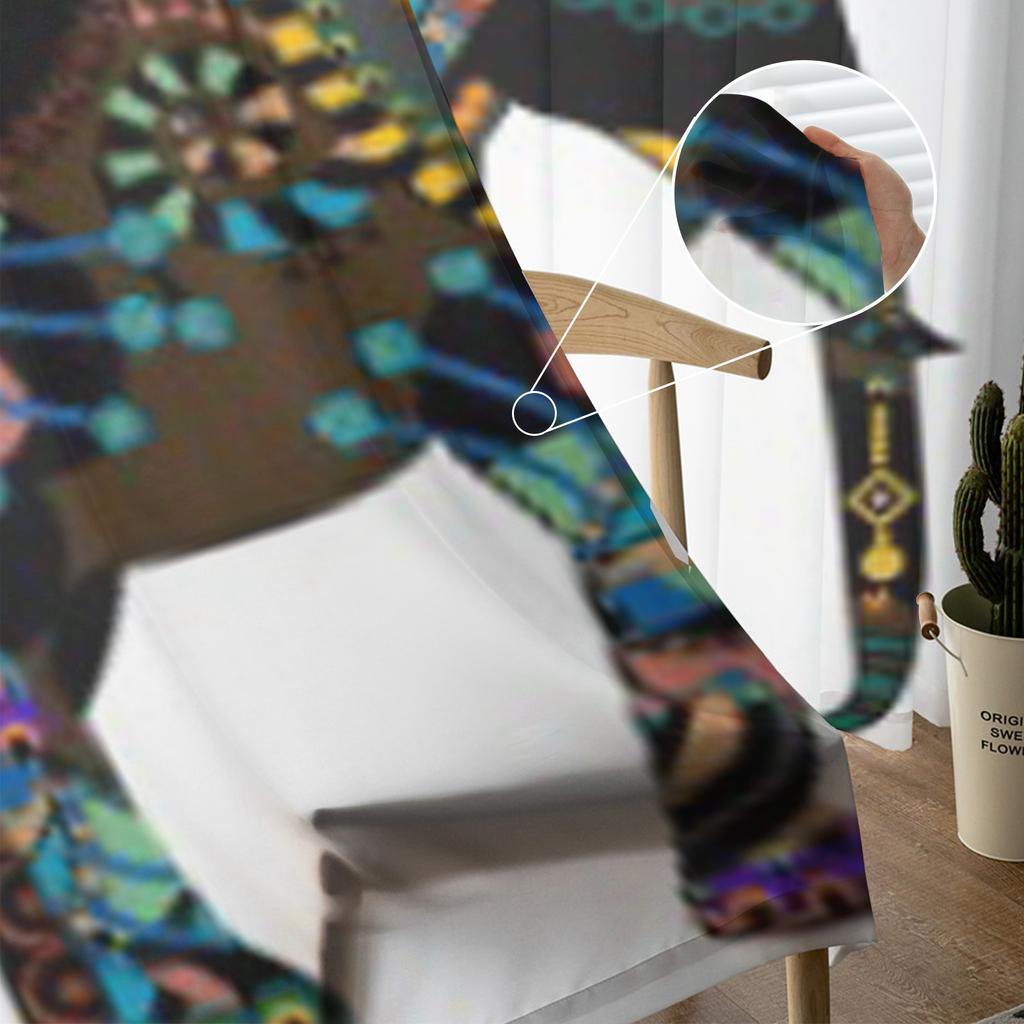 Kvinna som sitter på ryggen av en elefant i etnisk stil Skira gardiner Vardagsrum Tyll Fönstergardin Sovrum Kök Draperier