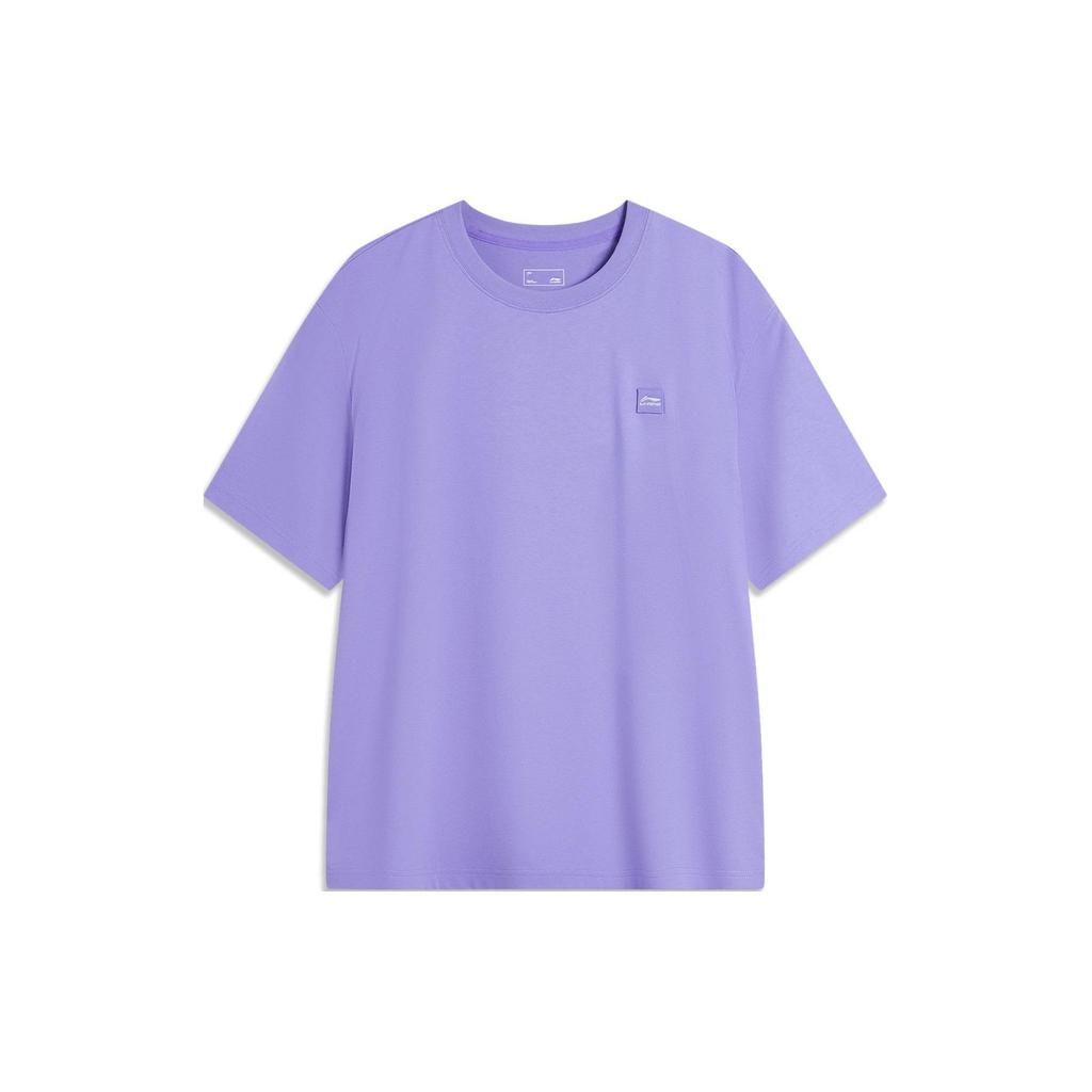Li-Ning Soft Comfortable Loose Versatile Round Neck Pullover Short Sleeve T-Shirt Unisex Tops Blue Purple AHSU743-13