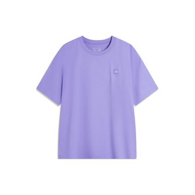 Soft Comfortable Loose Versatile Round Neck Pullover Short Sleeve T-Shirt Unisex Tops Blue Purple AHSU743-13