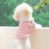 Pet Supplies thin Puppy Vest Bubble Grid Ins Style Dog Clothes Sweet Bow Pet T Shirt Pet
