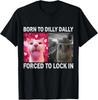 Urodzony do ociągania Zmuszony do zamknięcia T-shirt z memem z kotem
