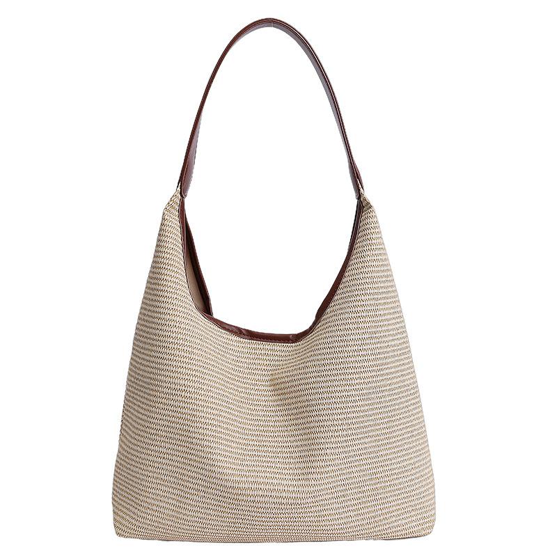 2025 new retro woven tote bag straw bag Korean version large capacity shoulder bag holiday wind beach bag women