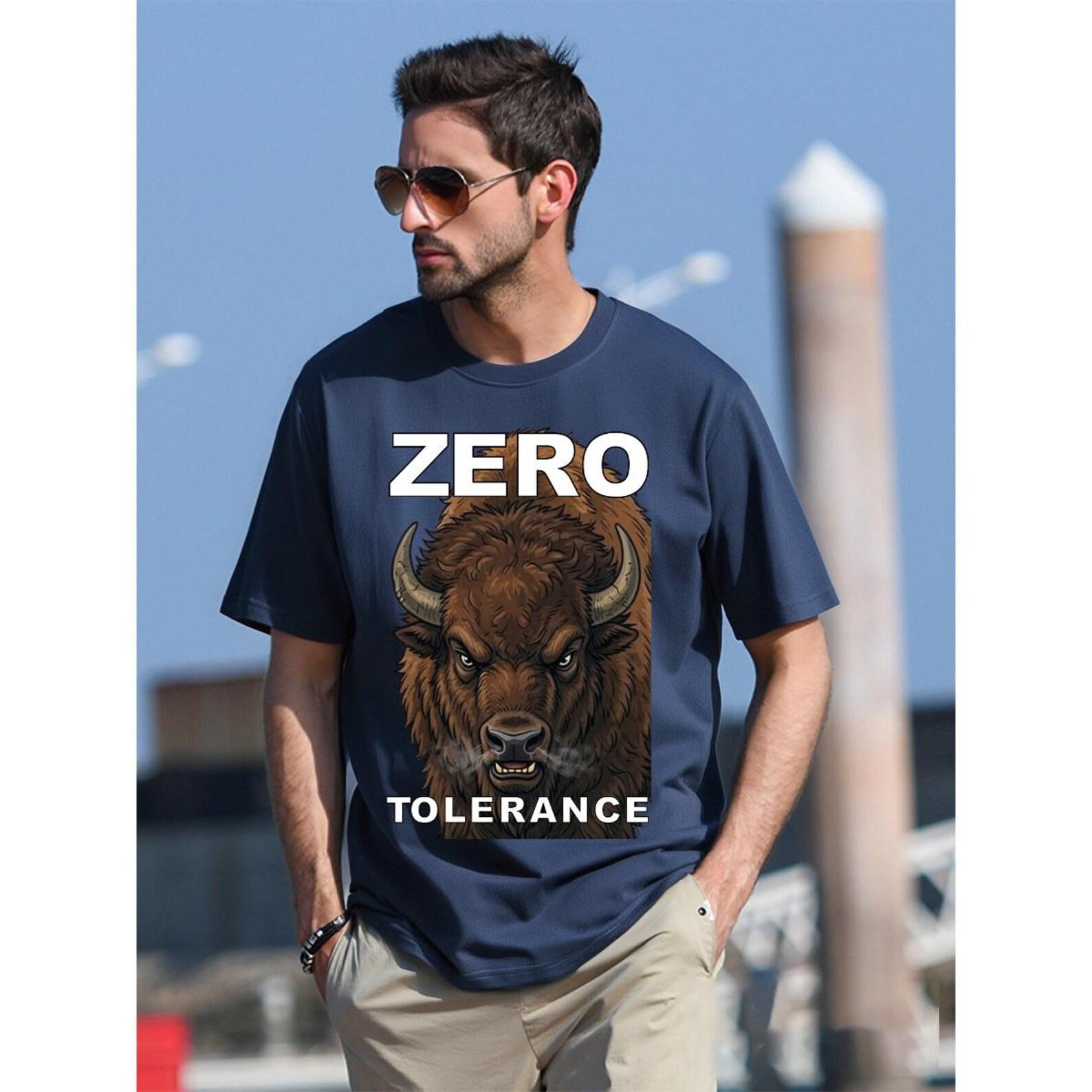 Zero Tolerance Bison Graphic T-Shirt – Patriotic American Strength Tee 3XL