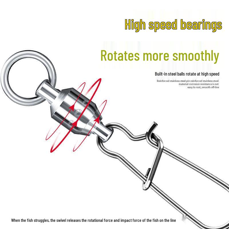 Enhanced Safety Pin Swivel for Sea Fishing: Quick-Snap Figure 8 Ring Tackle