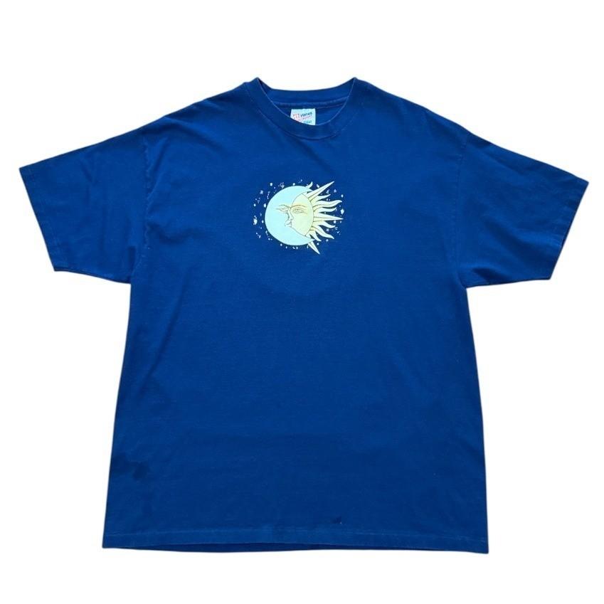 Vintage 90s Sun Moon Stars Celestial Sky Ying Yang Art Graphic T-shirt M