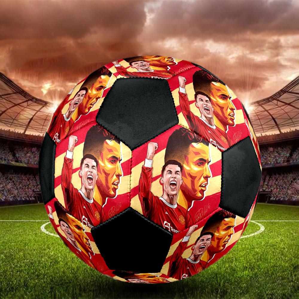 1pz Cristiano Ronaldo Forza misura 5 pallone da calcio PrahaPallone da calcio indoor Colorato Per tutte le età Cucito a macchina PVC Pronto per la competizione Resistente Alto rimbalzo