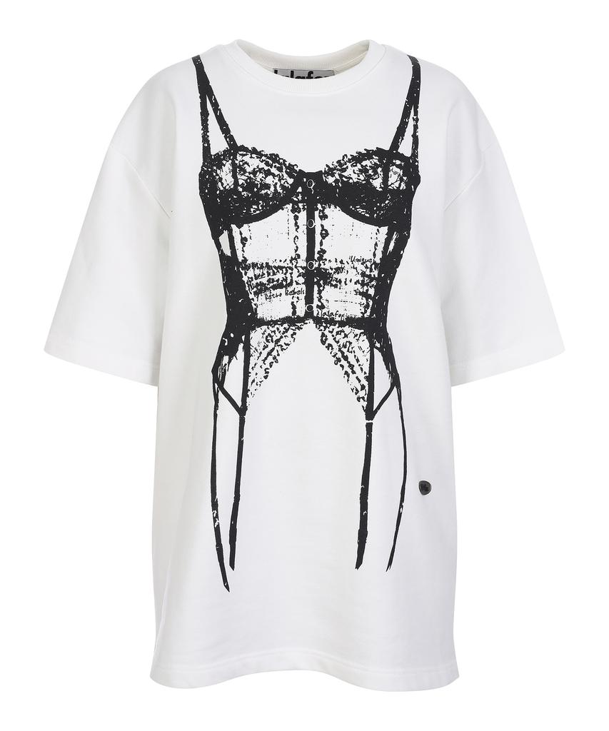 LALAFOX Corset Printing Oversized Sweat Shirt White Bq4Ch001