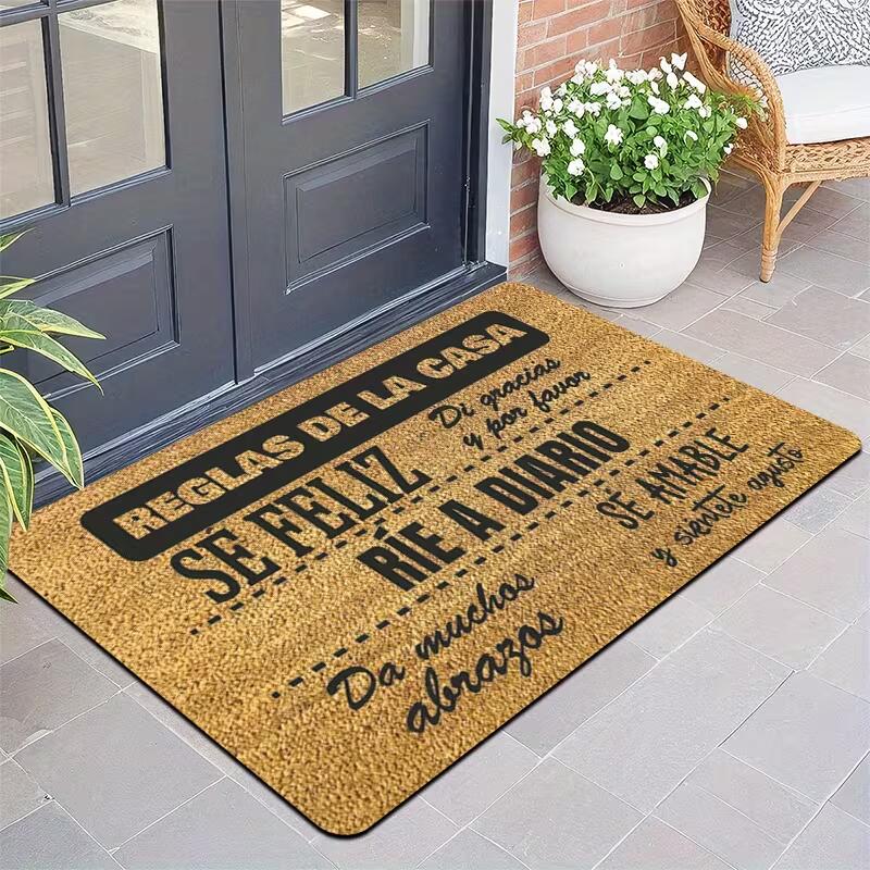 

A Family Rules Themed Mat Made from Polyester Fibers, Featuring a Non-Slip Flannel Design. This New Type of Mat Is of High Quality, Soft, with a Fashionable home decorati