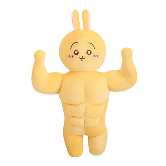 

Soft Plush Toy PP Cotton Filling Cartoon Muscle Doll Gingerbread Design Plush Stuffed Toy Holiday Home Decoration 50 cm жовтий
