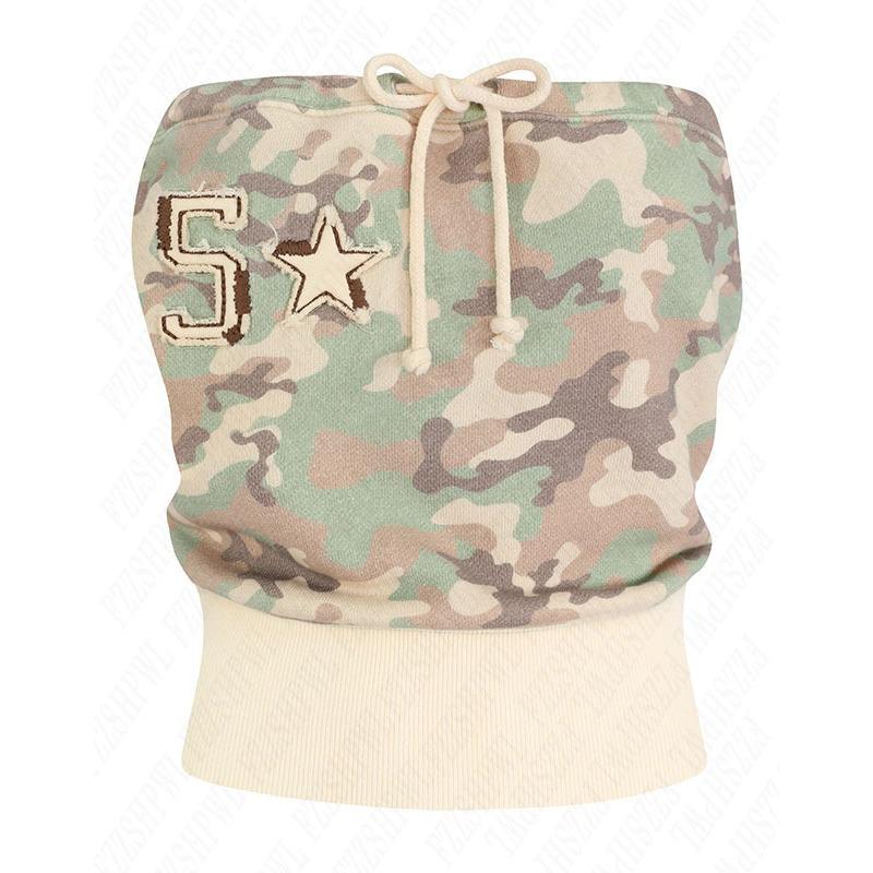 Nuevo Traje de Top Veraniego Strapless Y2k para Mujer Hip Hop Moda Camuflaje Bordado Sexy Delgado Strapless Top Gótico Punk Streetwear Conjuntos