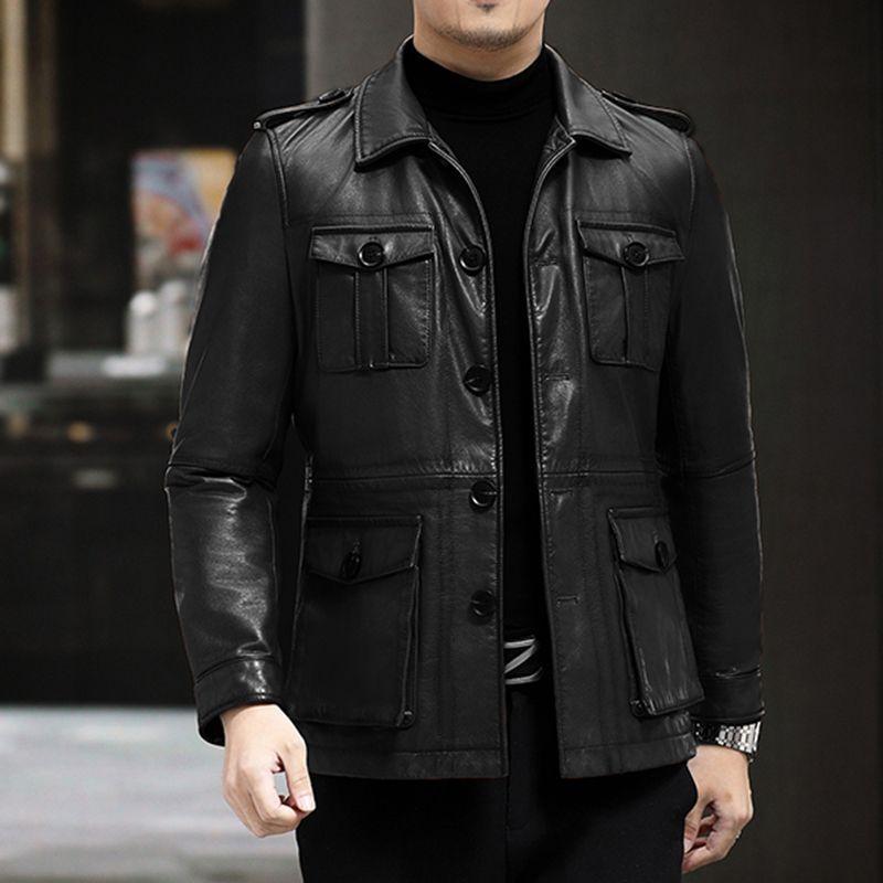 

Новая мужская куртка из натуральной кожи, охотничий костюм из вощеной коровьей кожи первого слоя, модная повседневная куртка в деловом стиле 5XL