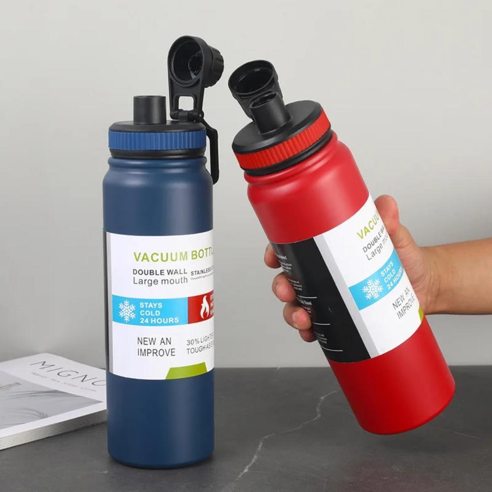 1000ml Jednoduché vakuové termosky z nerezové oceli 304 Velkokapacitní izolovaný hrnek přenosné termosky Venkovní sportovní láhev na vodu