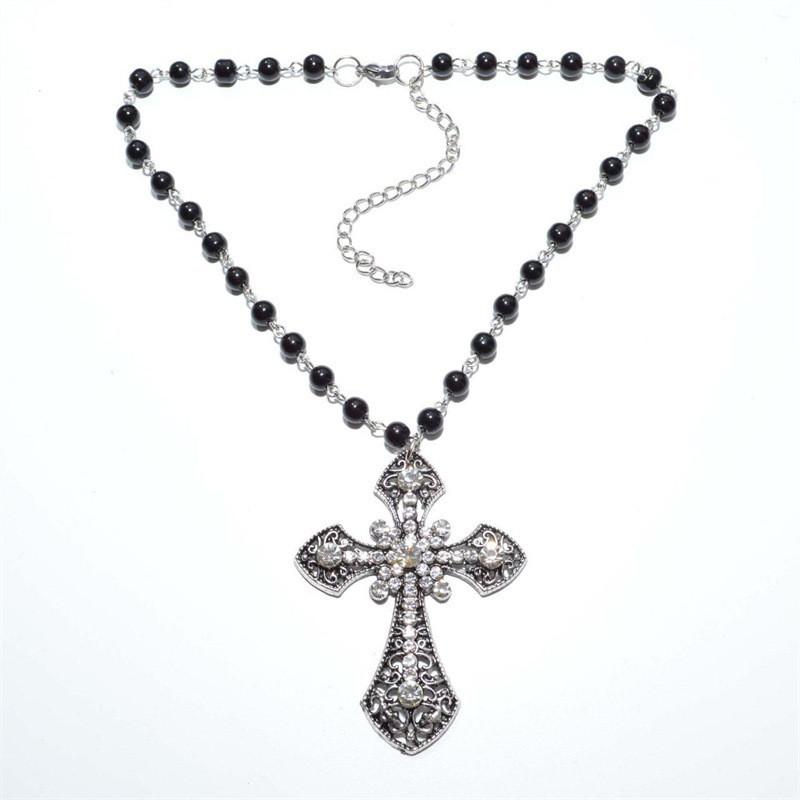 Punk Style Cross Pendant Necklace For Women With Electroplated Alloy Jewelry