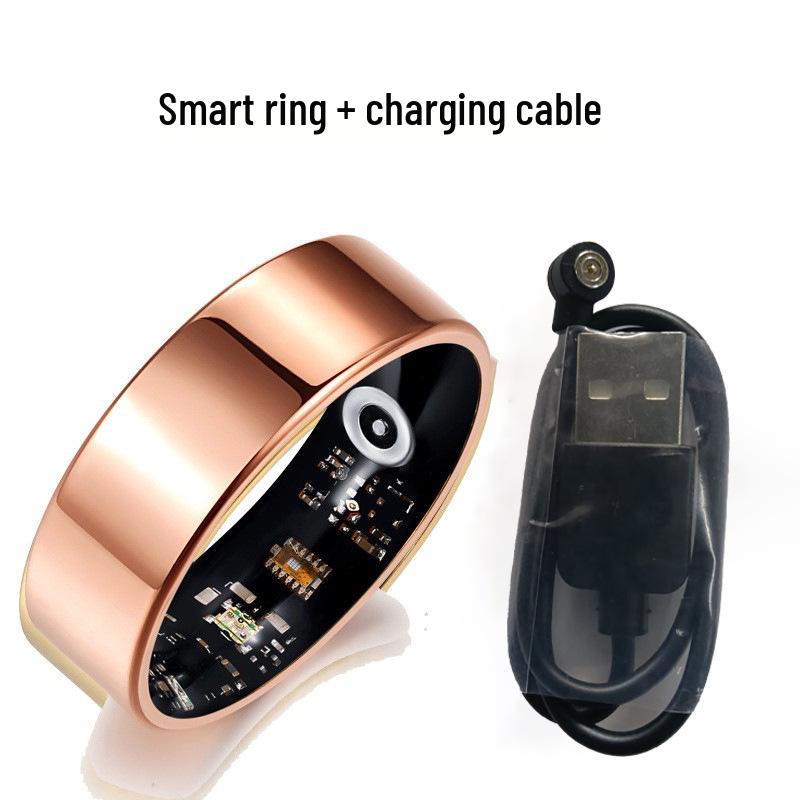 Waterproof Smart Ring with Heart Rate, Blood Oxygen, Sleep & Stress Monitoring, Includes Charging Case.