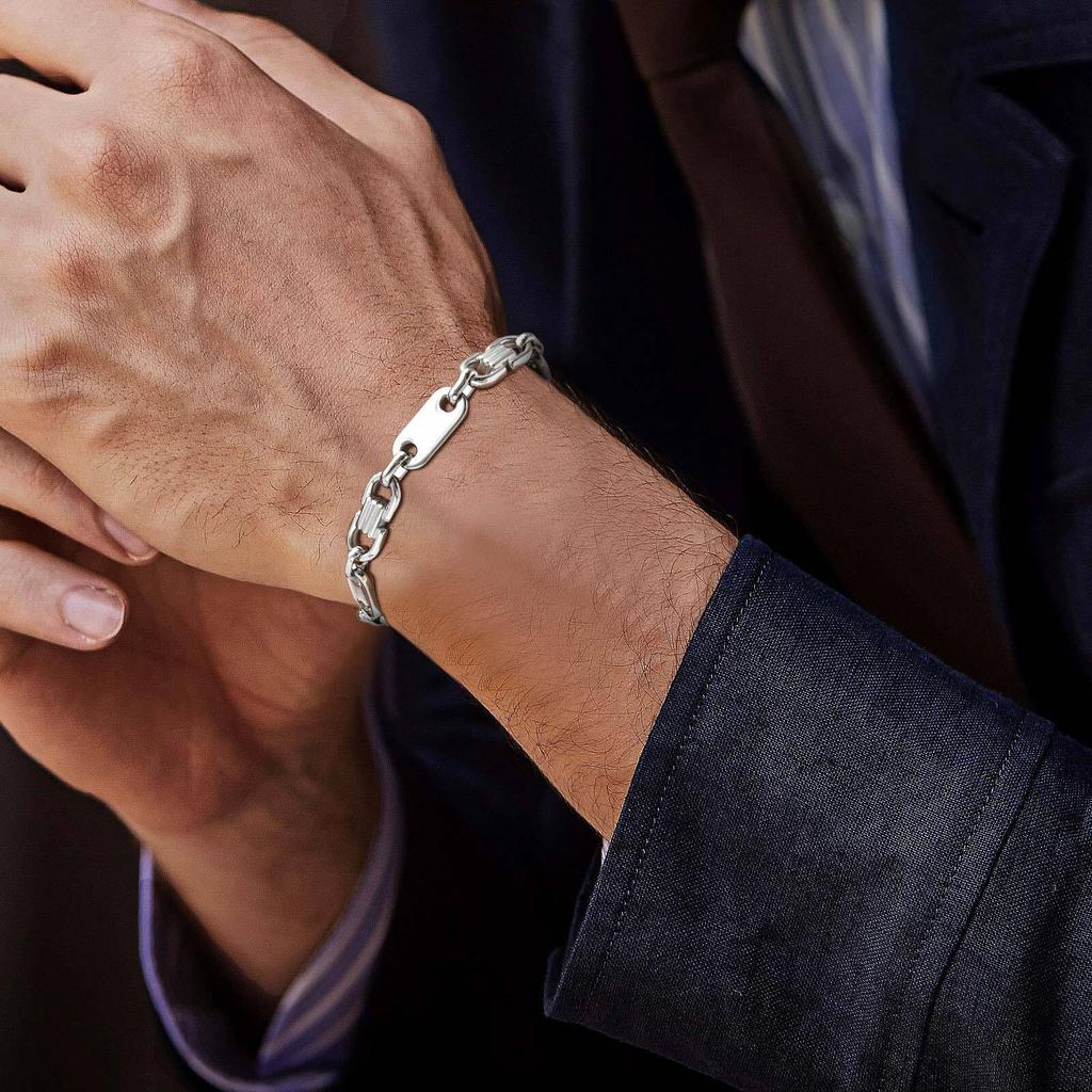 Vnox 8MM Stainless Steel Link Chain Bracelet for Men, 20.5cm Length Lobster Clasp Wristband, Trendy Gifts for Father Husband Son