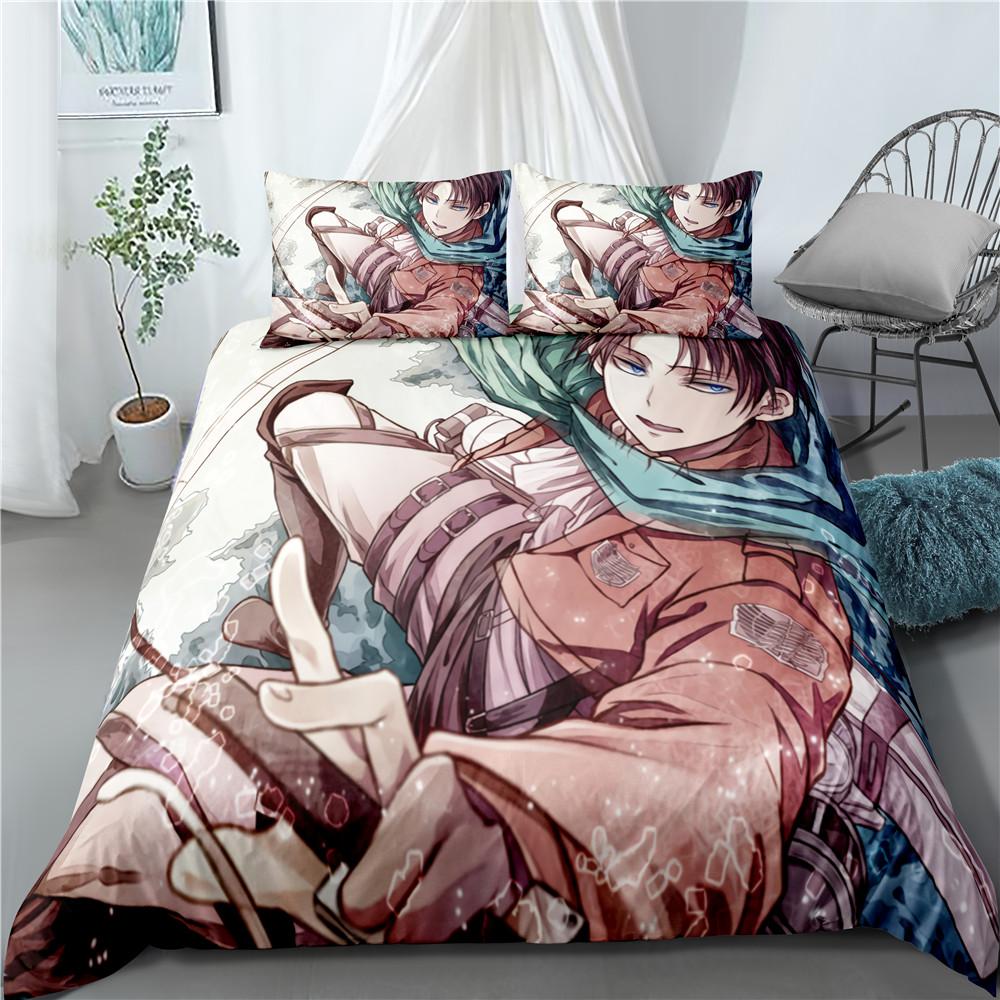 Moda Anime Attack on Titan Tessile per la Casa Federa 3D Biancheria da Letto Piumoni per Bambini Set Biancheria da Letto per Tessili per la Casa