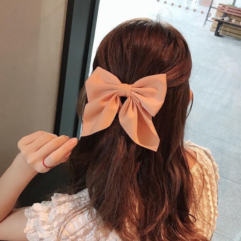 Sweet Bow Women Hairpins Solid Color Satin Bowknot Clips For Girls Butterfly Barrettes Duckbill Clip Kids Hair Accessories