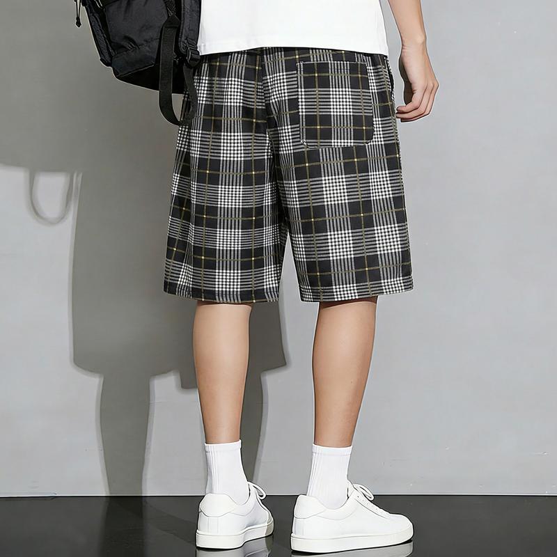 Men's Plus Size Plaid Casual Shorts – Elastic Waist Drawstring Loose Fit Summer Shorts (5XL-11XL)