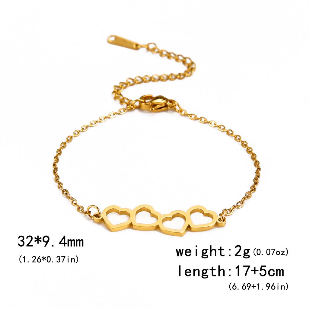 Love Hearts Romantic Exquisite Stainless Steel Bracelets for Women Link Chains Bracelet Light Luxury Elegant Anniversary Jewelry