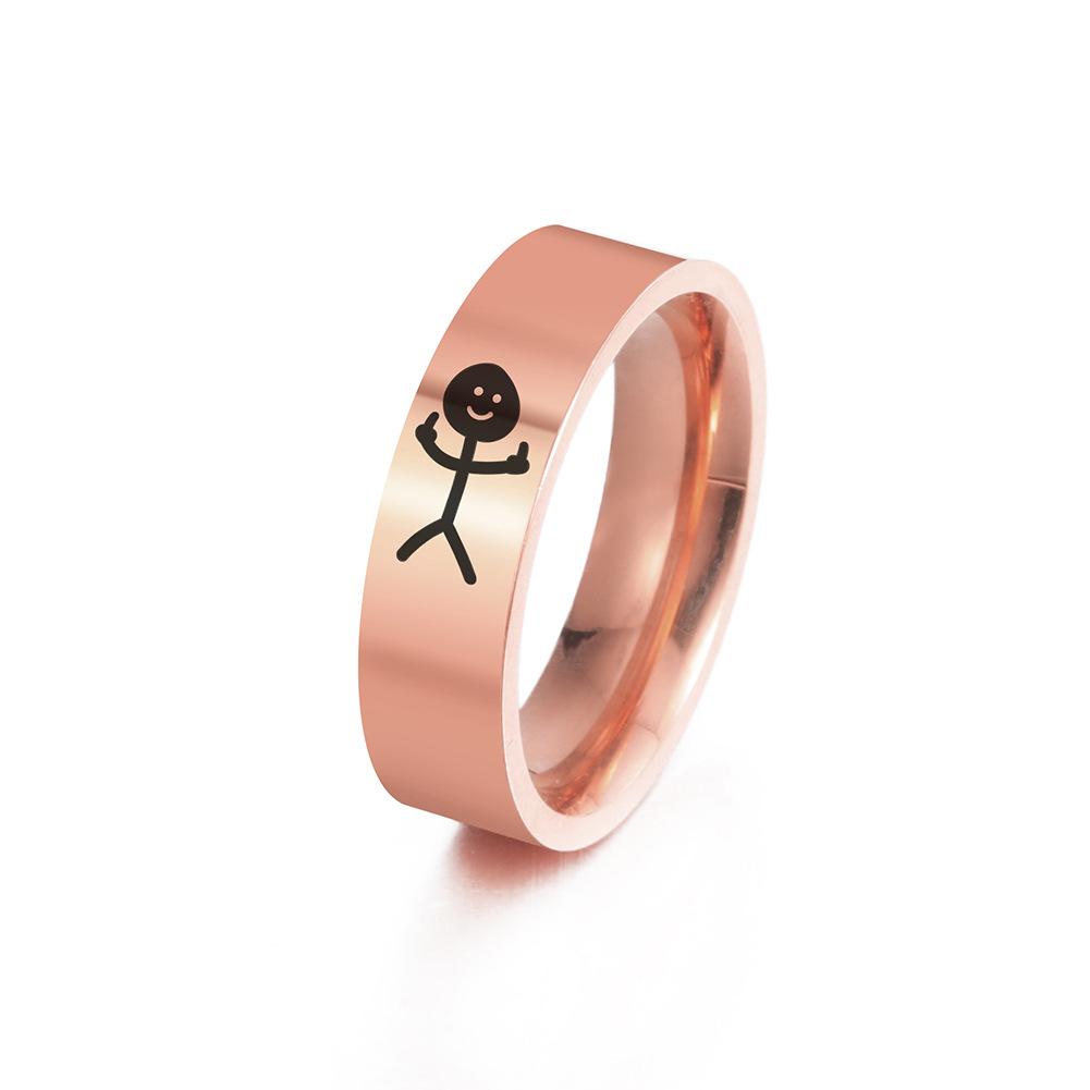 8MM Ladies Cartoon Smile Face Rings Jewelry