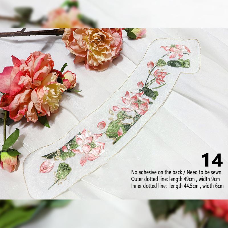 1 Stück Stickerei-Aufnäher im chinesischen Stil Qipao Hanfu Kantenrock Kopfaufnäher DIY Robe Kleid Applikation Dekor Nähzubehör