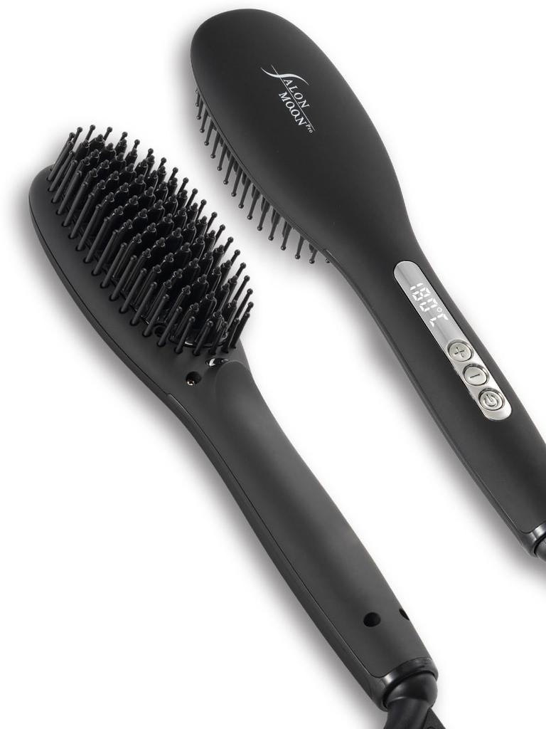 SALONMOON Ion Natural Straight Heat Brush Brush Iron 31 Temperature Settings Digital Temperature Display Compatible with Overseas Can Be Used in
