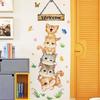 Cartoon Five Cats Welcome Wall Sticker Kids Room Door Decoration Mural Bedroom Entrance Home Decor Self Adhesive Kitty Wallpaper