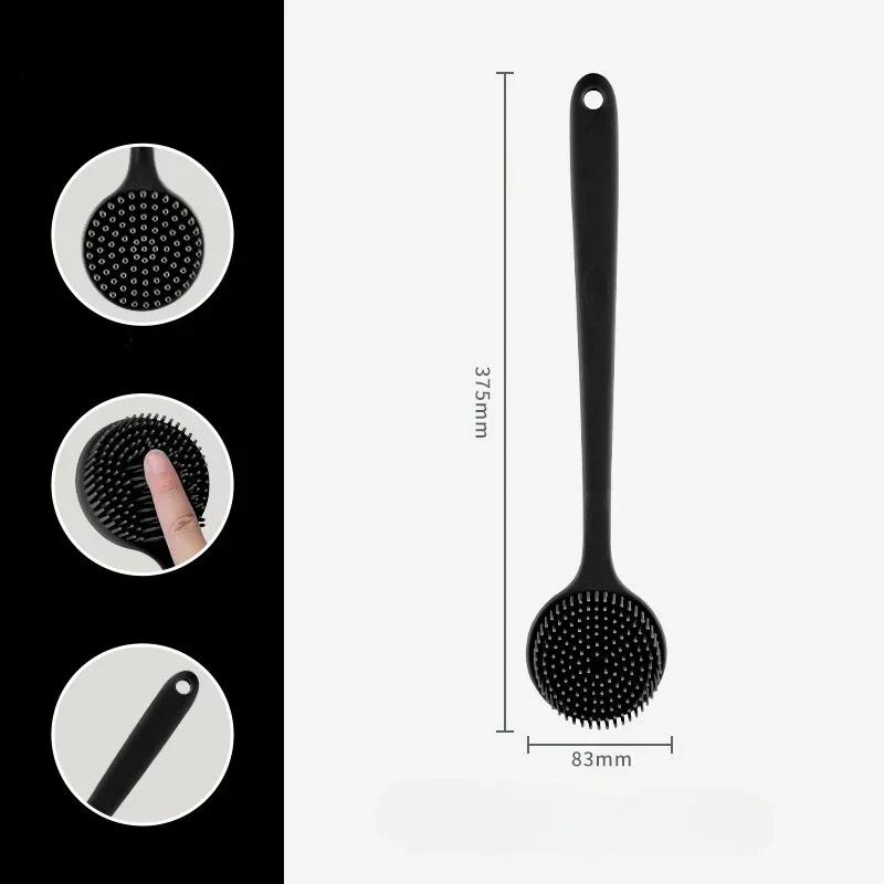 Long Handle Silicone Back Scrubber Double Sided Exfoliating Bath Brush Shower Massage Body Cleaner Daily Skin Care Body Brush