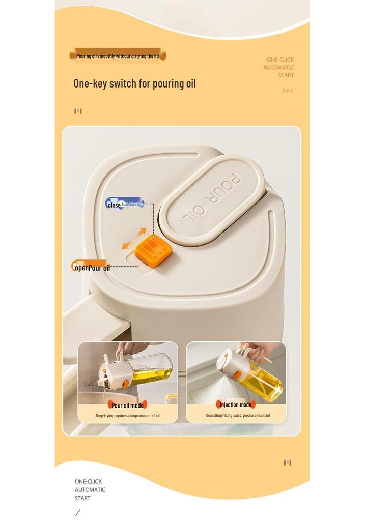Integrated Kitchen Oil Sprayer: Two-in-One Automatic Glass Oil Bottle with Non-Stick Feature