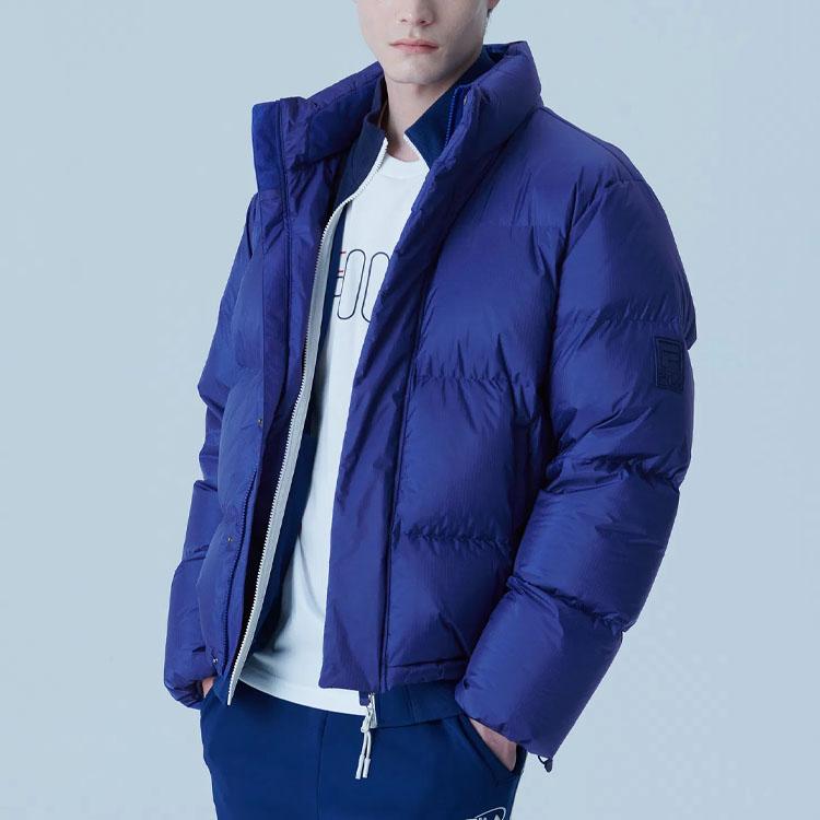 Men's FILA Down Jackets Unisex Blue Stand Collar Moderate