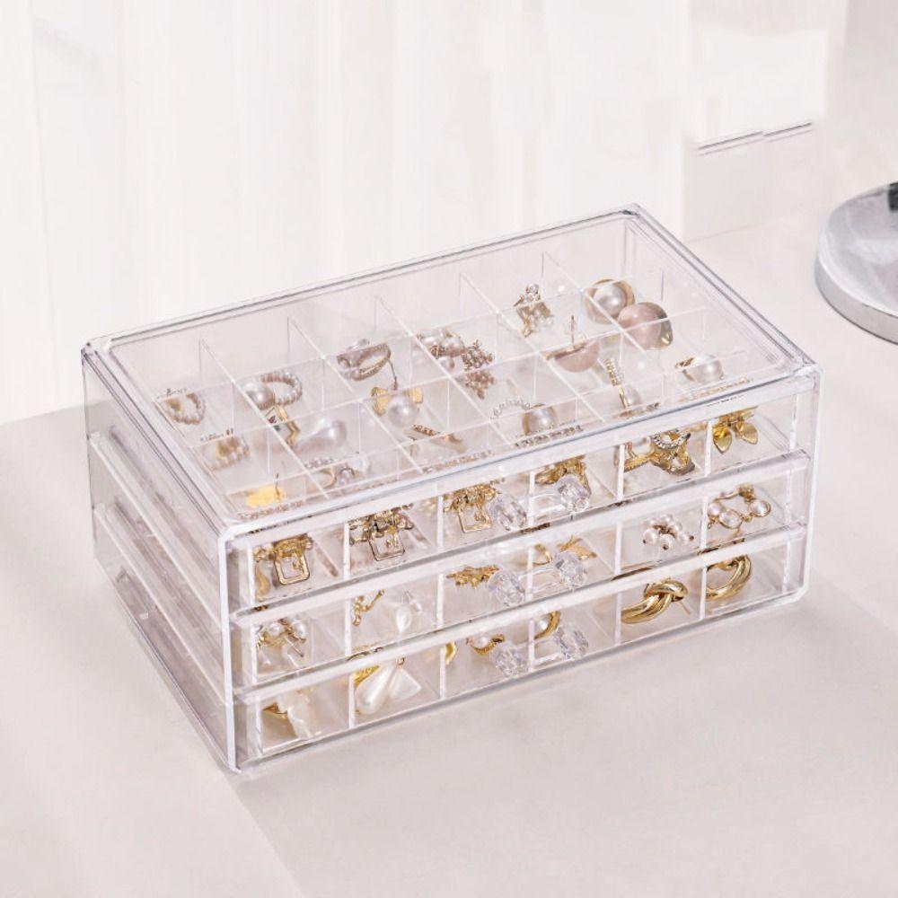 Transparent Nail Organizer Box PS Necklace Bracelet Rack Jewelry Storage Box  for Earrings Rings