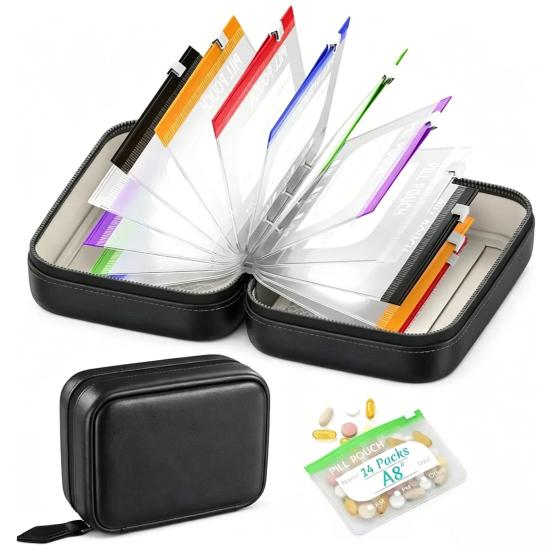 Waterproof Pill Bag Set Travel Medicine Pill Organizer Storage Clip with Zipper Box for Outdoor Travel