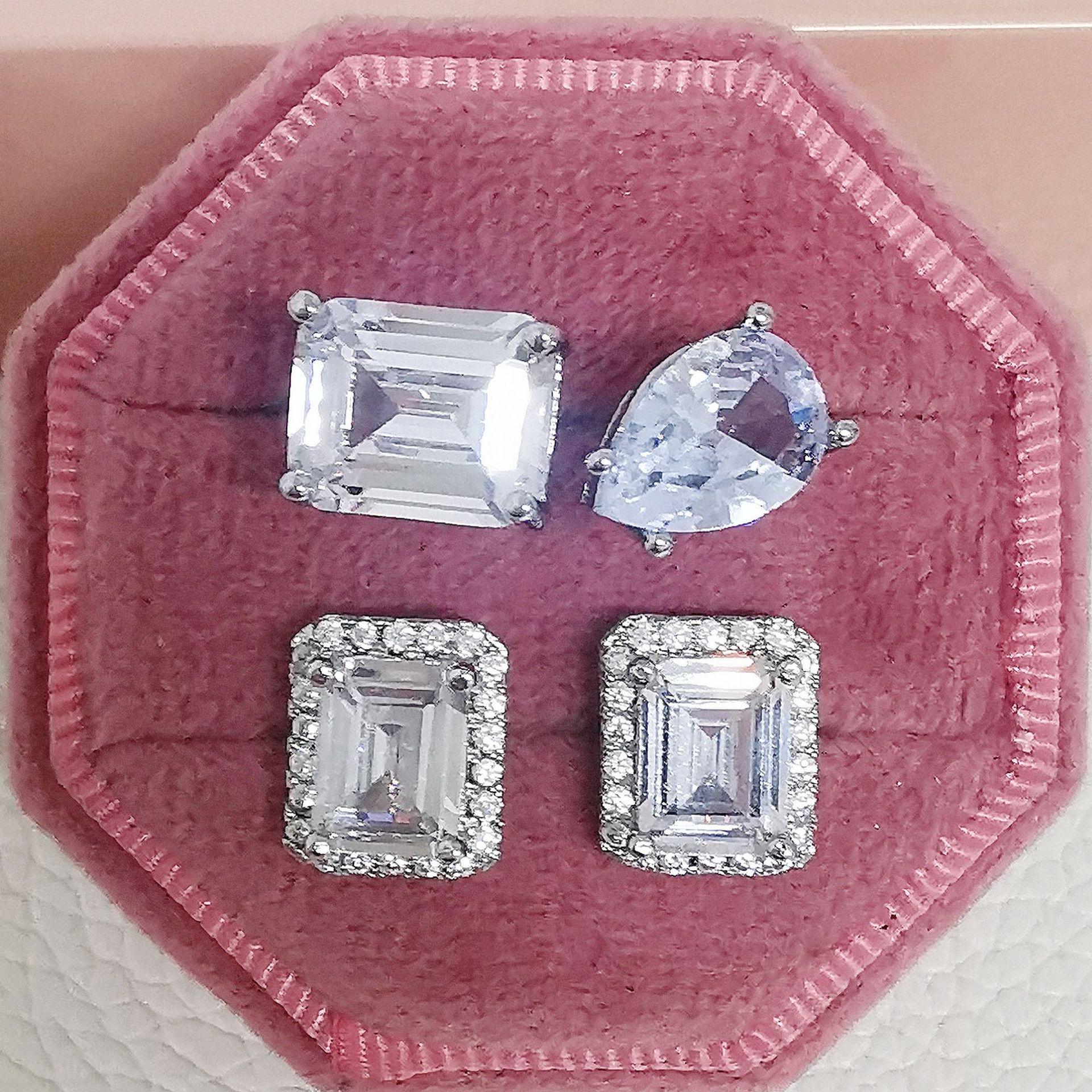 

Регулируемое кольцо и серьги-пусеты, набор из двух предметов - Женские европейско-американские украшения белый