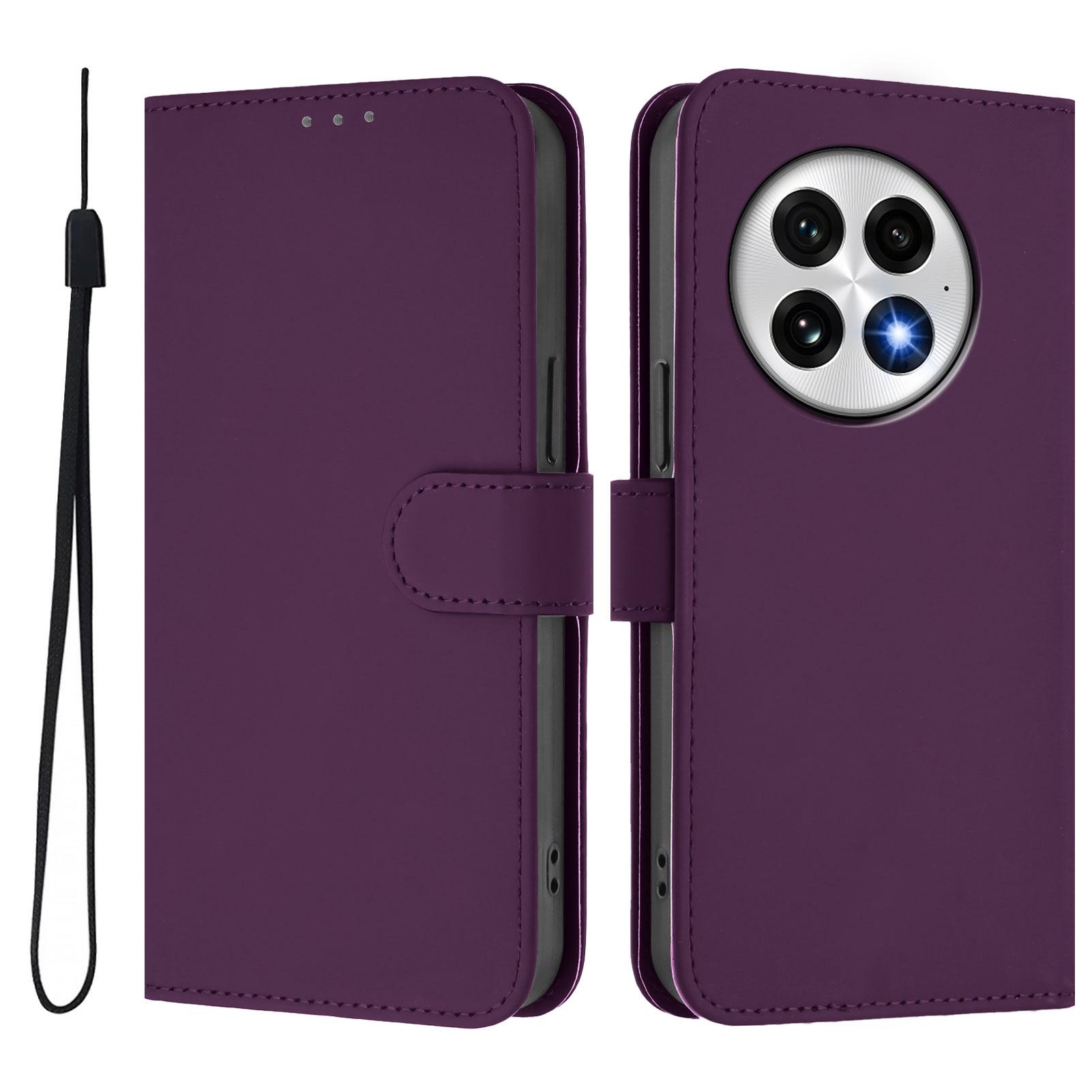 

For OnePlus 13 Case Solid Color Wallet Leather Phone Cover with Strap H