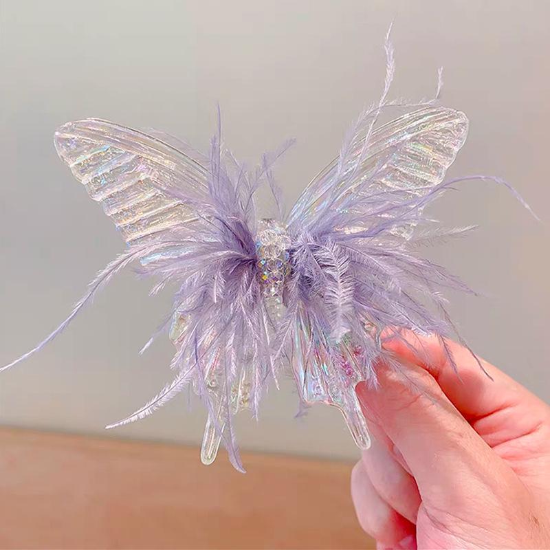 2023 Children's Butterfly Feather Hair Clips - Mermaid Princess 3D Hairpins for Girls, Baby Accessories, Headwear Jewelry