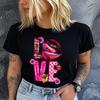 Polyester 100% Lip Love Men's and Women's Short-sleeved Clothing Round Neck Short Sleeve T-shirt, Knit Graphic Women Clothes Summer