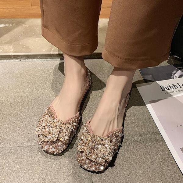 Pantofi de dama Pantofi de dama plat cu stras perlat Pantofi cu talpa moale