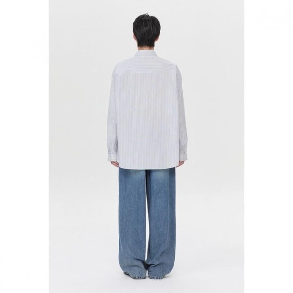 Customellow White Oversized Fit Stripe Shirt C9sam26203whx