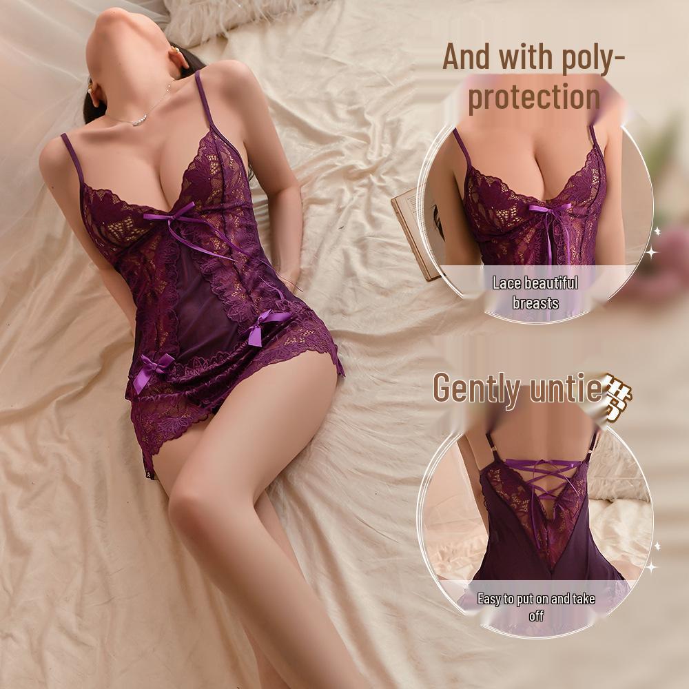 

Соблазнительная прозрачная кружевная ночная сорочка-майка - Страстное искушение. One Size