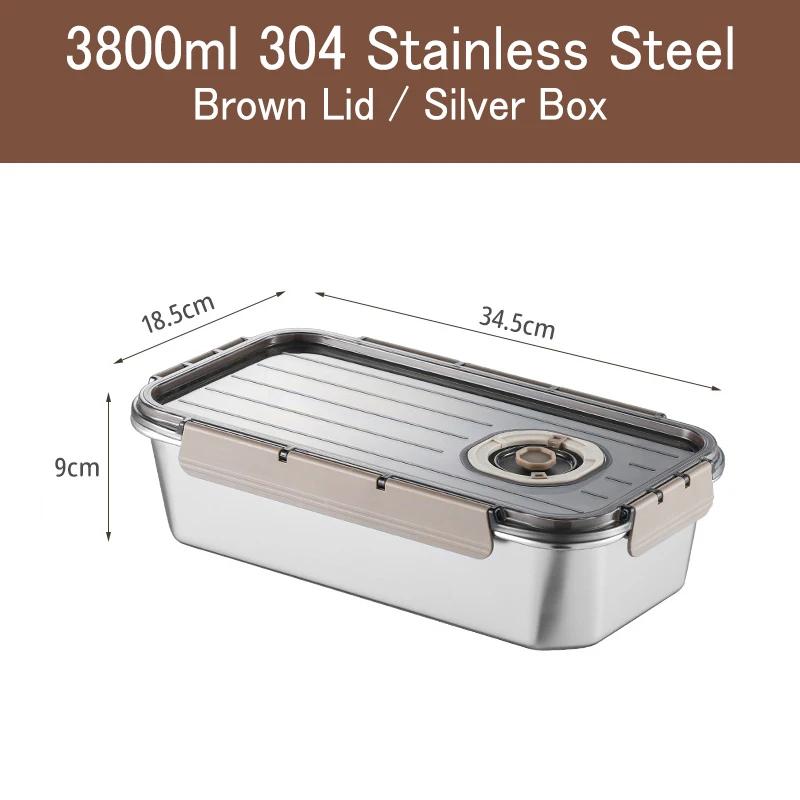 Stainless Steel Food Storage Box Thickened Square Plate Portable Side Dish Container Freshing Lunch Box with Carrying Handle