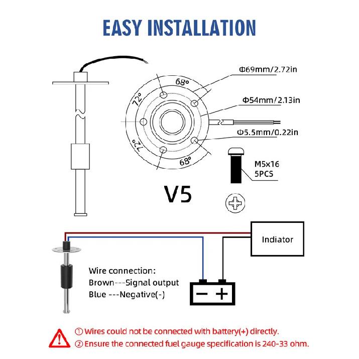 0-190 ohms Fuel/Water Level Sensor For Auto Car Boat Water Tank Level Indicato Stainless Steel Fuel Level Gauge Car Accessories