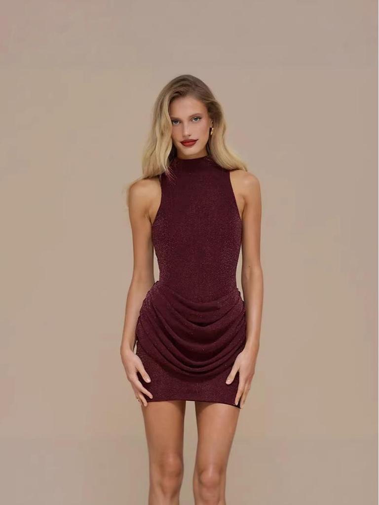 Spring/Summer 2026 European & American Women's Glitter Slim-Fit Sleeveless Short Dress