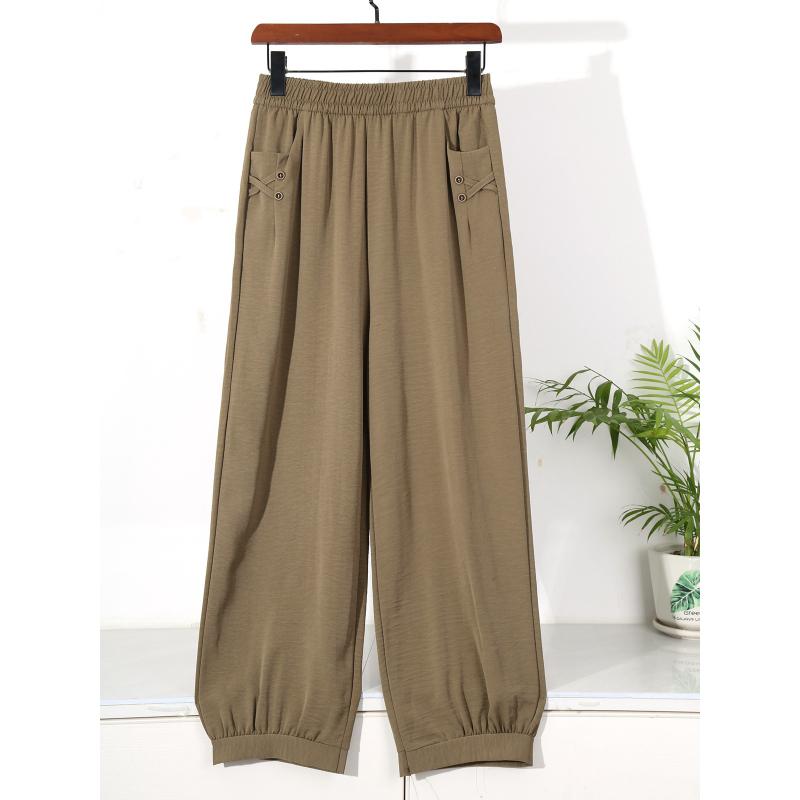 Daily Thin Loose Ankle Pants Elastic Waist New Cool Pants Women High-quality Solid Color Series Plus Size Pants