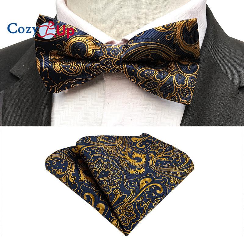 Costum Din Două Piese Papion Paisley Și Batista De Buzunar