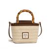 Rattan Straw Bag with Wooden Handle for Women Artisanal Bag Shoulder Bag Crossbody Bucket Beach Bag