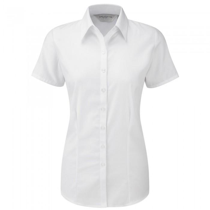 Russell Collection Womens/Ladies Herringbone Short-Sleeved Shirt