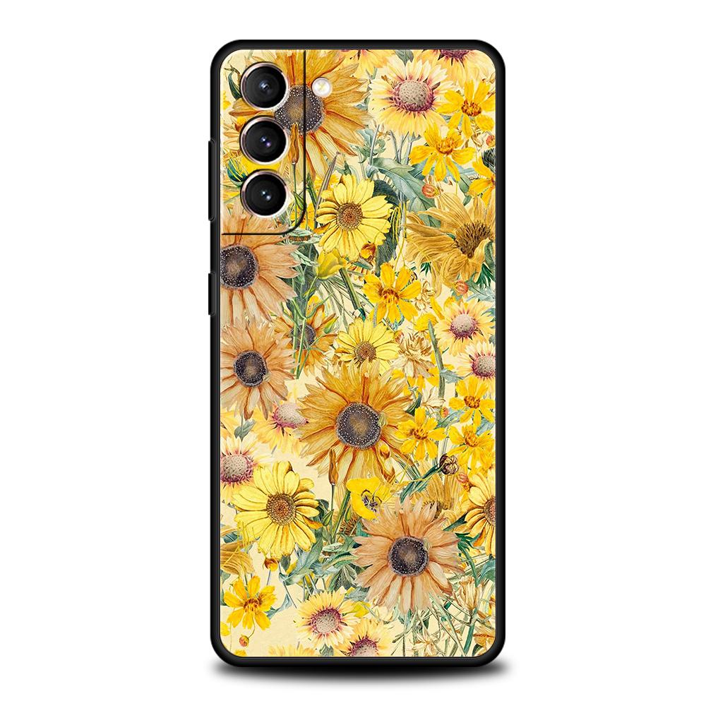 Summer Daisy Sunflower Floral Flower Case for Samsung Galaxy S24 S23 S22 S20 S21 FE Ultra S24 S23 S10 S10E S9 Plus Phone Cover